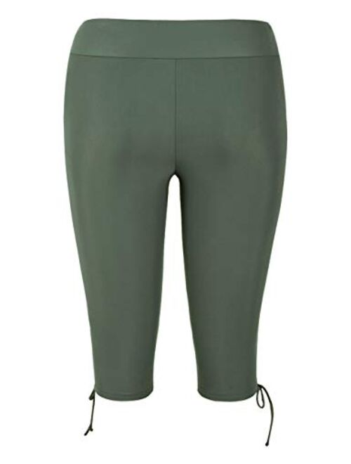 Firpearl Women's Swim Shorts Drawstring UPF50+ Swim Capris Board Shorts Swimsuit Bottom