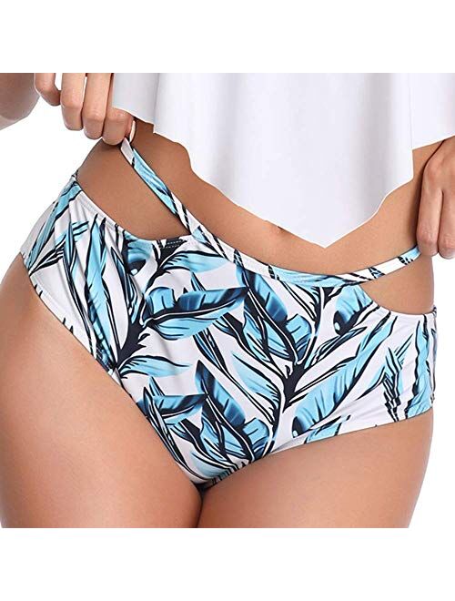 Firpearl Women's High Waisted Bikini Bottoms Ruched Swim Shorts Swim Brief