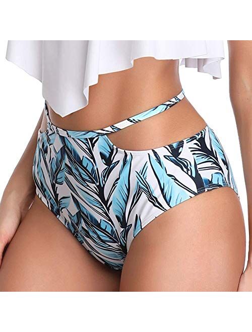 Firpearl Women's High Waisted Bikini Bottoms Ruched Swim Shorts Swim Brief