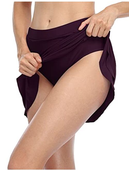Firpearl Women's Swim Skirt Ruffled Bikini Bottoms Drawstring Swimsuit Bottom