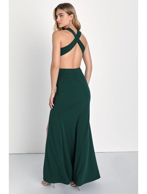 Lulus Gorgeous Affair Emerald Green Cutout Backless Maxi Dress