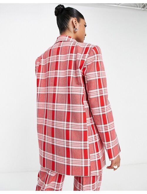 ASOS DESIGN Mix & Match slim boy suit blazer in red check