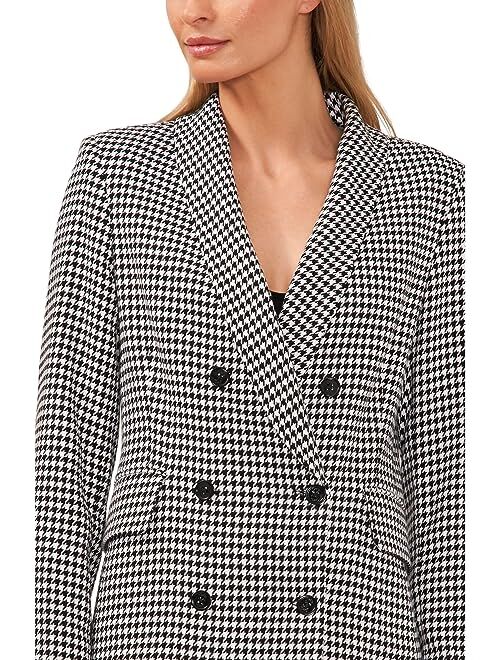 CeCe Houndstooth Double-Breasted Blazer