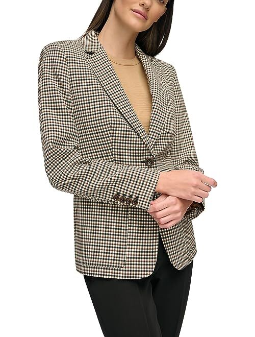 Tommy Hilfiger Plaid Double Button Blazer