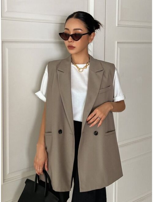 DAZY Double Button Double Pocket Vest Blazer