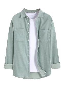 Men's Long Sleeve Button Down Shirt Pocket Front Casual Shirts