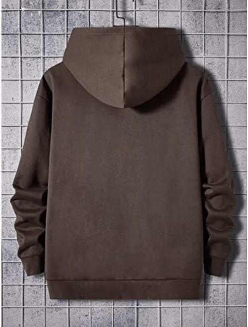SOLY HUX Men's Graphic Zip Up Hoodies Jacket Angel Letter Print Long Sleeve Pocket Sweatshirt