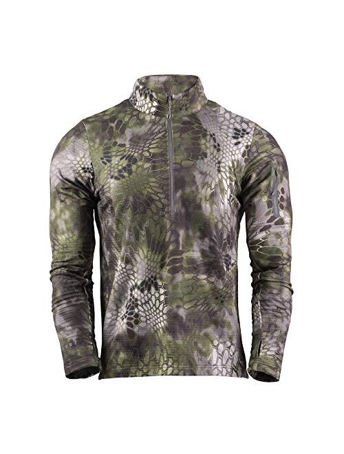 Kryptek Mens Arma Fleece Half Zip, Stealthy Camo, Performance Long Sleeve with Merino Wool Backer for temperature regulation