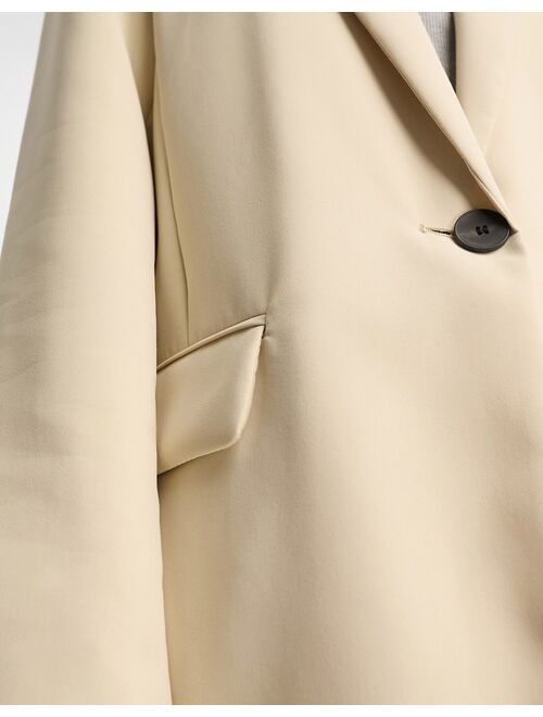 Pull&Bear oversized blazer in beige