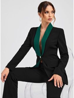 X Ardena Contrast Shawl Collar Single Button Blazer