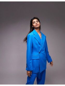 extreme shoulder waisted blazer in azure blue - part of a set
