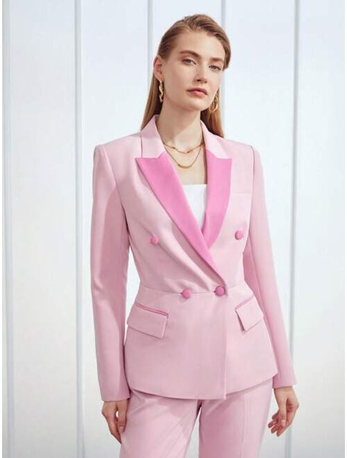 MOTF Premium Colorblock Lapel Blazer