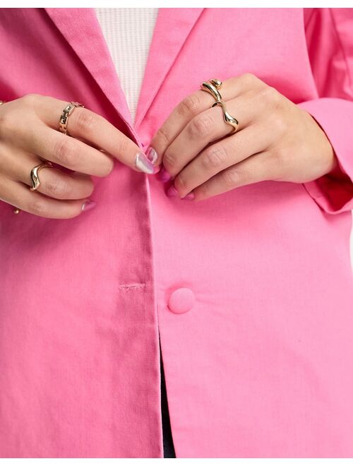Daisy Street linen relaxed oversized blazer in pink