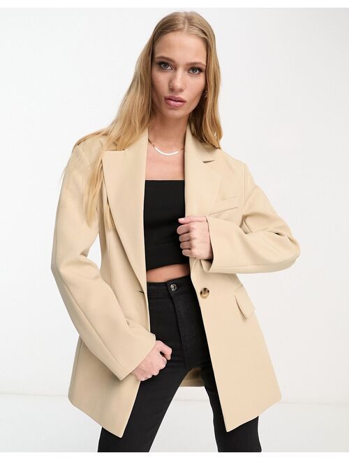 ASOS EDITION blazer with exaggerated shoulder in taupe