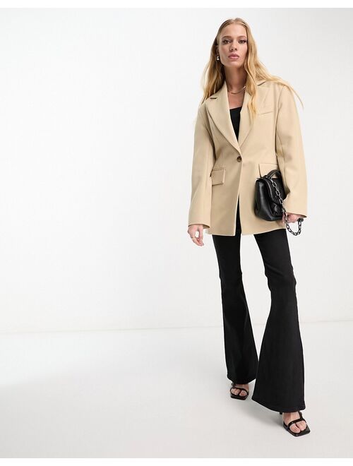 ASOS EDITION blazer with exaggerated shoulder in taupe