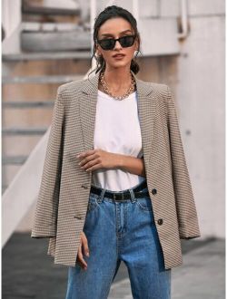 BIZwear Plaid Lapel Collar Flap Detail Blazer Workwear