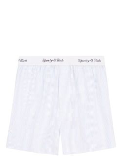 logo-waistband striped cotton shorts