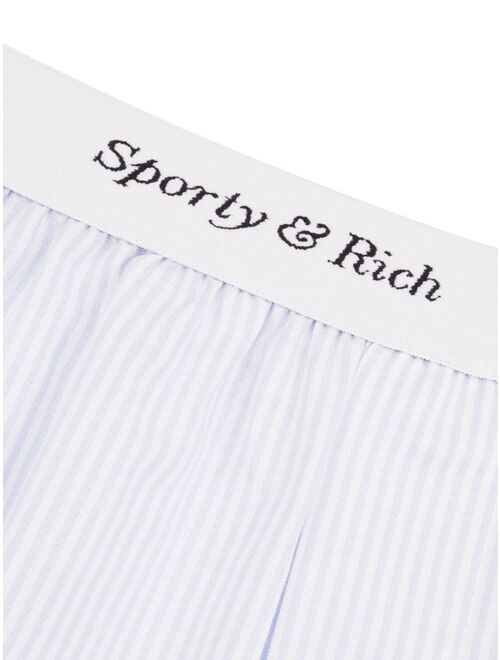 Sporty & Rich logo-waistband striped cotton shorts