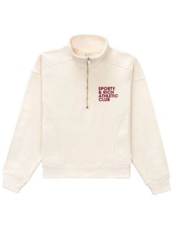 slogan-print half-zip cotton sweatshirt