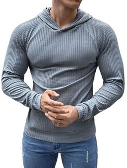Men's Hoodies Long Sleeve Casual Solid Pullover Sweatshirt
