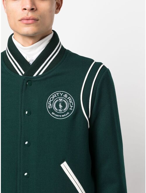 Sporty & Rich logo embroidered varsity jacket