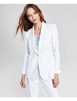 Women's Metallic Tweed One-Button Blazer