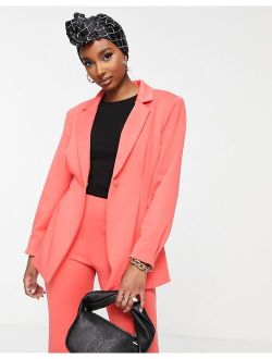 jersey pop sculpted suit blazer in coral