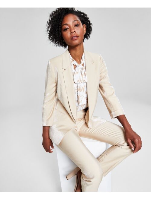 Anne Klein Women's Shimmer Twill Cuffed-Sleeve Blazer