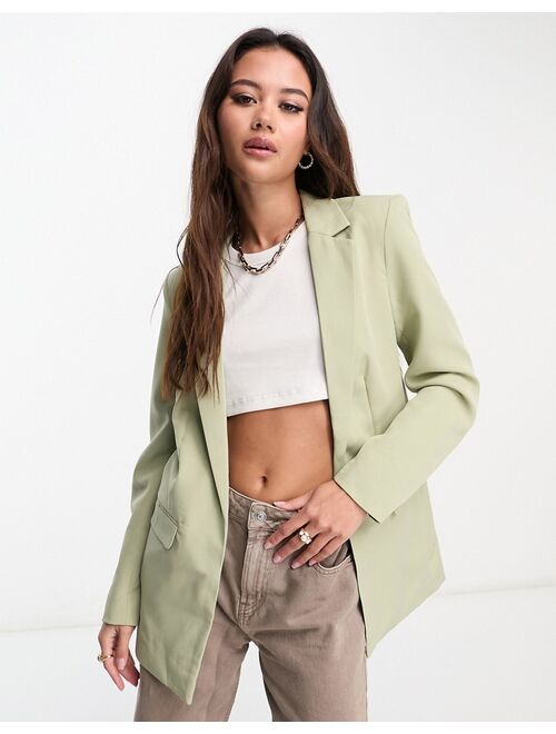 Pieces tailored blazer in pale green