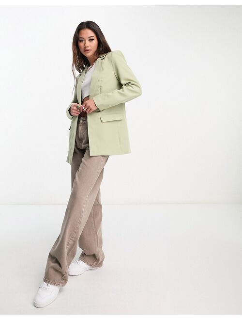 Pieces tailored blazer in pale green