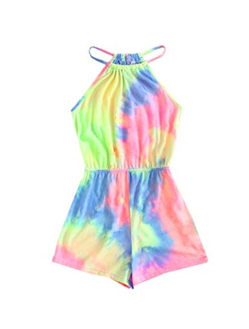 SOLY HUX Girl's Casual Summer Halter Romper Sleeveless Jumpsuit