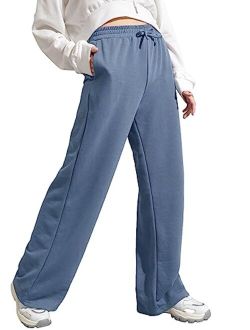 Girl's High Elastic Waisted Tie Front Sweatpants Casual Pants Sweatpants with Pockets