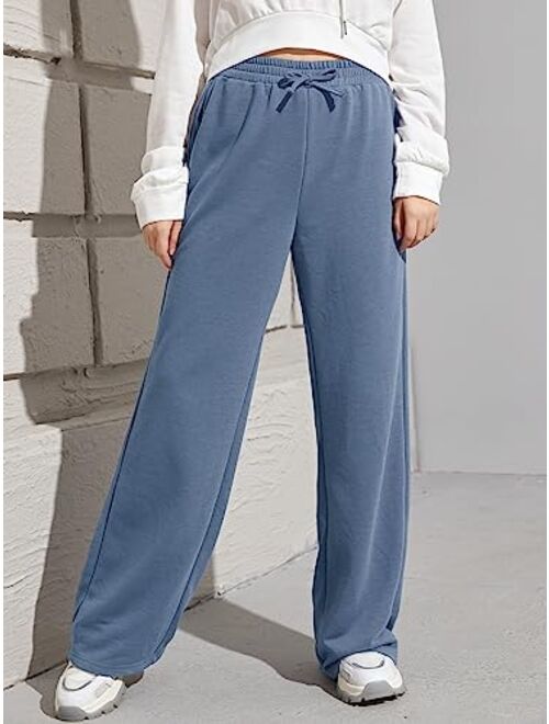SOLY HUX Girl's High Elastic Waisted Tie Front Sweatpants Casual Pants Sweatpants with Pockets
