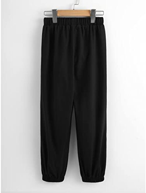 SOLY HUX Girl's Cute Graphic Print Elastic High Waisted Sweatpants Joggers Pants