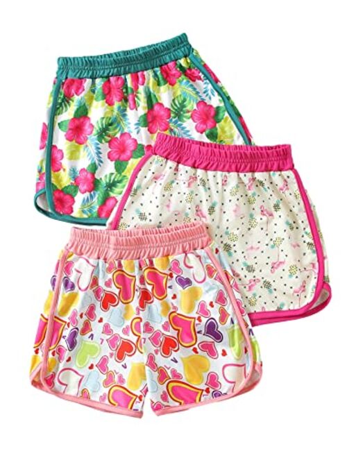 SOLY HUX Toddler Girl's 3 Piece Graphic Print Track Shorts Elastic Waist Straight Leg Summer Sports Shorts