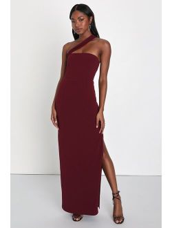 Hold Your Attention Burgundy One-Shoulder Sleeveless Maxi Dress