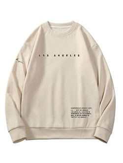 Men's Letter Car Graphic Print Long Sleeve Pullover Top Sweatshirt