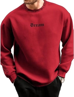 Men's Letter Car Graphic Print Long Sleeve Pullover Top Sweatshirt