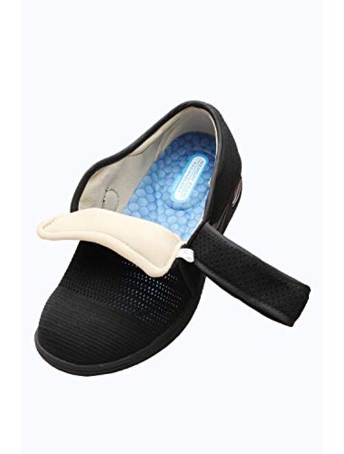 ZUMEIJIA Women's Diabetic Shoes for Women Casual Adjustable Walking Shoes Wide Shoes for Elderly Swollen Feet Non-Slip Air Cushion Bottom Fattening and Widening