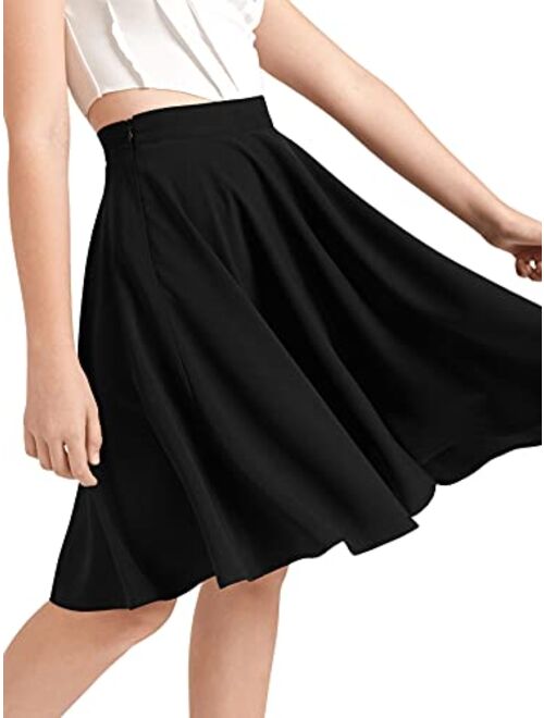 SOLY HUX Girl's High Waist Pleated Skater A Line Skirt