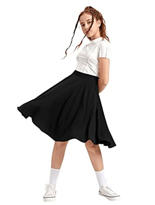 SOLY HUX Girl's High Waist Pleated Skater A Line Skirt