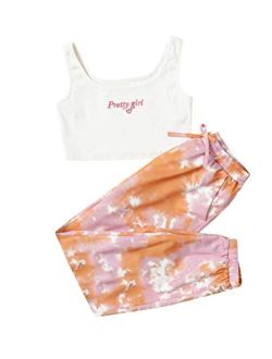 Girl's 2 Piece Outfits Letter Crop Top and Pant Sets Cute Clothes Fashion 2023
