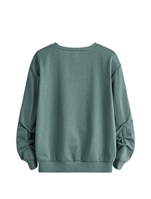 SHENHE Boy's Graphic Letter Print Crewneck Long Sleeve Pullover Sweatshirt Tops