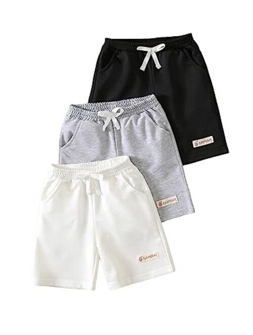 SOLY HUX Toddler Boy's 3 Piece Bow Front Track Shorts High Elastic Waist Summer Casual Shorts with Pockets
