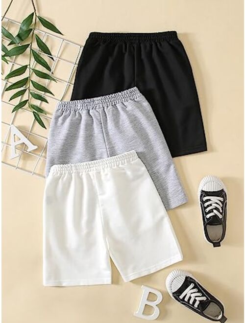 SOLY HUX Toddler Boy's 3 Piece Bow Front Track Shorts High Elastic Waist Summer Casual Shorts with Pockets