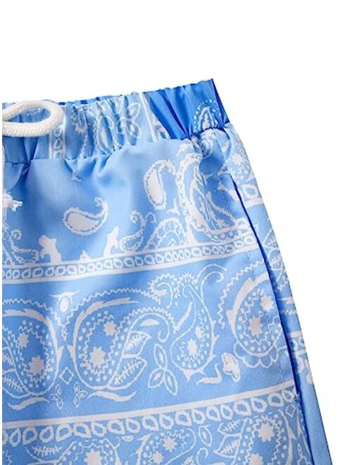 SOLY HUX Boy's Summer Boho Paisley Print Drawstring High Waisted Shorts