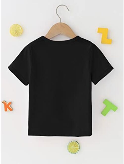 SOLY HUX Boys and Toddlers' Cute Letter Graphic Short Sleeve Round Neck Summer Tee Tops