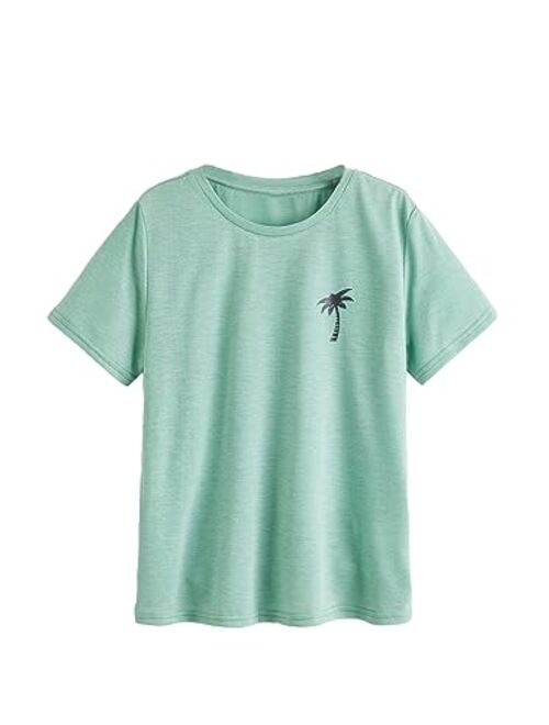 SOLY HUX Boy's Coconut Tree Print T Shirt Short Sleeve Round Neck Tee Tops