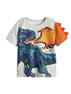 Boy's Cartoon Dinosaur Graphic Tees Short Sleeve T Shirt Summer Tops