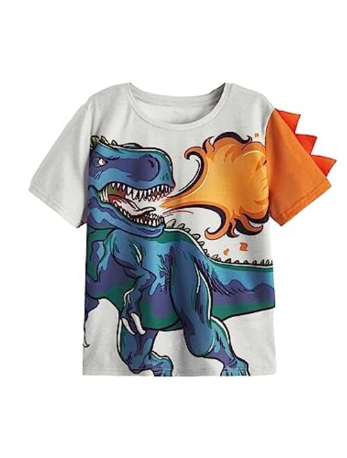 SOLY HUX Boy's Cartoon Dinosaur Graphic Tees Short Sleeve T Shirt Summer Tops